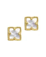 Adornia Mother of Imitation Pearl Gold-Tone Flower Stud Earrings