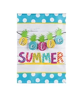 Evergreen Hello Summer Pineapple Banner Garden Burlap Flag