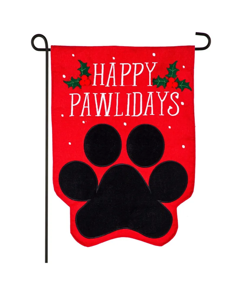 Evergreen Happy Pawlidays Garden Burlap Flag