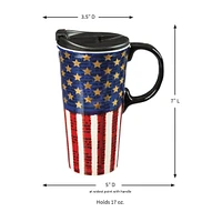 Evergreen Beautiful Liberty Ceramic Travel Cup with Lid - 5 x 4 x 7 Inches