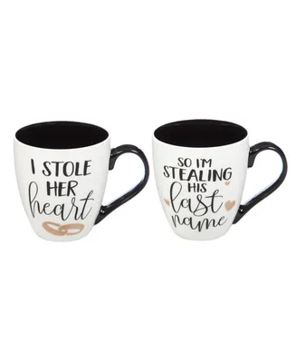 Evergreen 17-oz & 7-oz Mommy & Me Ceramic Cup Gift Set ,White