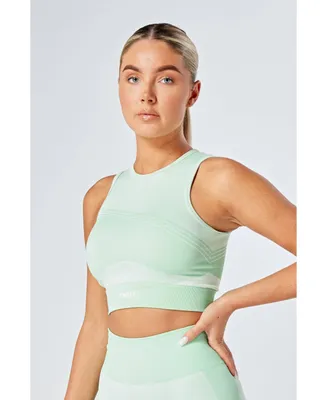 Women's Recycled Colour Block Body Fit Racer Crop Top