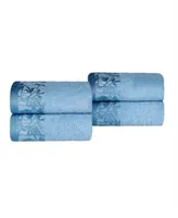 Superior Wisteria Floral Embroidered Jacquard Border Cotton Towel Set