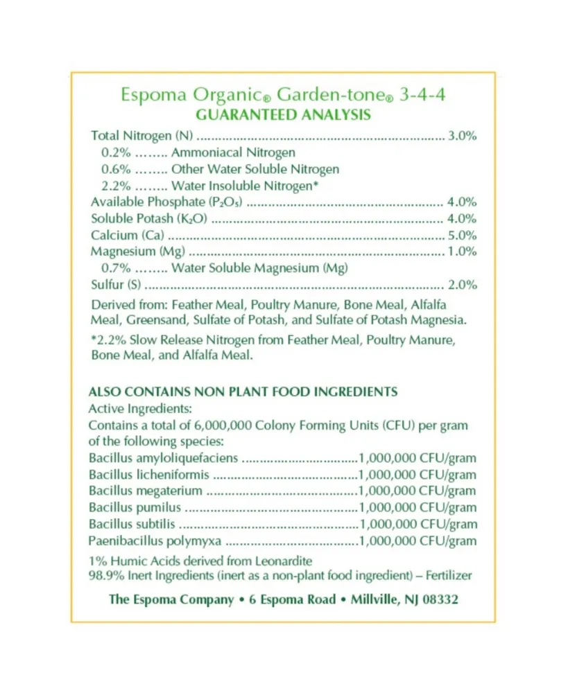 Espoma Organic Garden-Tone General Purpose Plant Food, 6.75lb