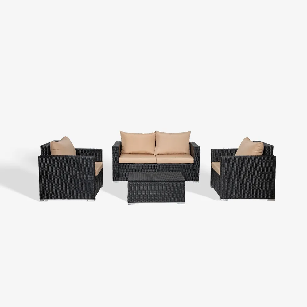 WestinTrends 4-Piece Modern Patio Conversation Sofa Set with Cushions