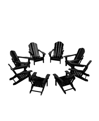 All-Weather Contoured Outdoor Poly Folding Adirondack Chair (Set of 8)
