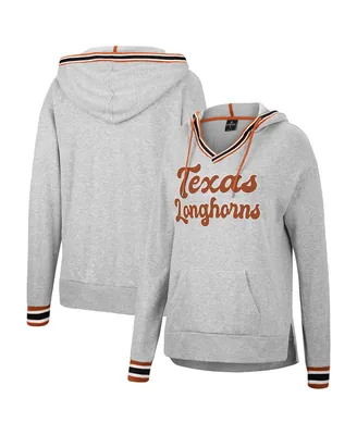 Women's Colosseum Heathered Gray Texas Longhorns Andy V-Neck Pullover Hoodie