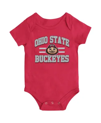 Newborn and Infant Boys Girls Colosseum Scarlet Ohio State Buckeyes Core Stripe Bodysuit