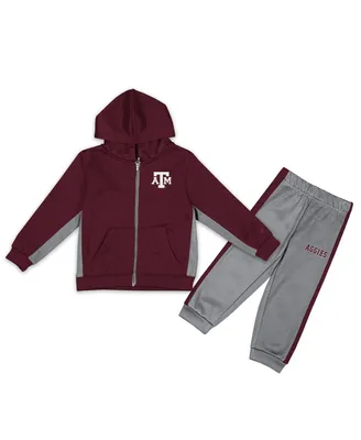 Toddler Boys Colosseum Maroon, Gray Texas A&M Aggies Shark Full-Zip Hoodie Jacket and Pants Set