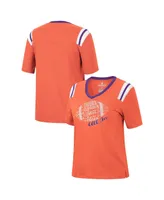 Women's Colosseum Heathered Orange Clemson Tigers 15 Min Early Football V-Neck T-shirt