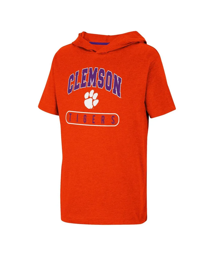 Big Boys Colosseum Heather Orange Clemson Tigers Varsity Hooded T-shirt