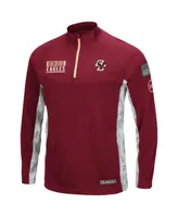 Men's Colosseum Maroon, Camo Boston College Eagles Operation Hat Trick Military-Inspired Appreciation Snow Cruise Raglan Quarter-Zip Top