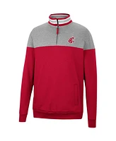 Men's Colosseum Heathered Gray, Cardinal Washington State Cougars Be the Ball Quarter-Zip Top