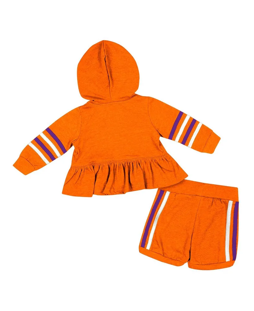 Girls Infant Colosseum Orange Clemson Tigers Spoonful Full-Zip Hoodie and Shorts Set