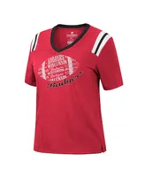 Women's Colosseum Heathered Red Wisconsin Badgers 15 Min Early Football V-Neck T-shirt