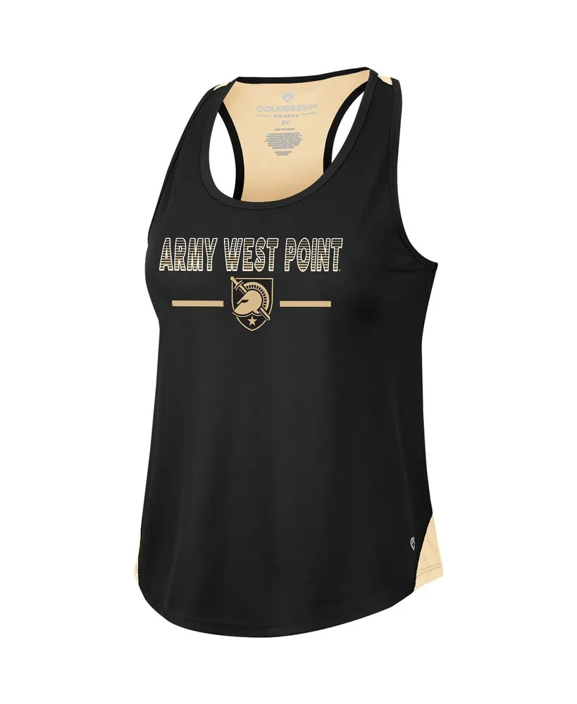 Women's Colosseum Black Army Knights Sachs 2-Hit Scoop Neck Racerback Tank Top