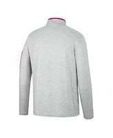Men's Colosseum Heathered Gray, Red Wisconsin Badgers Country Club Windshirt Quarter-Zip Jacket