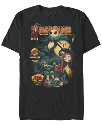 Fifth Sun Men's Nightmare Before Christmas Comic Cover Short Sleeves T-shirt