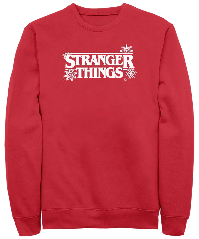 Fifth Sun Men's Stranger Things Snowflakes Logo Crew Fleece Pullover