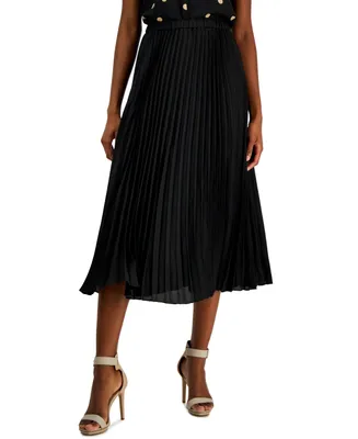 Anne Klein Chiffon Pull-On Pleated Skirt