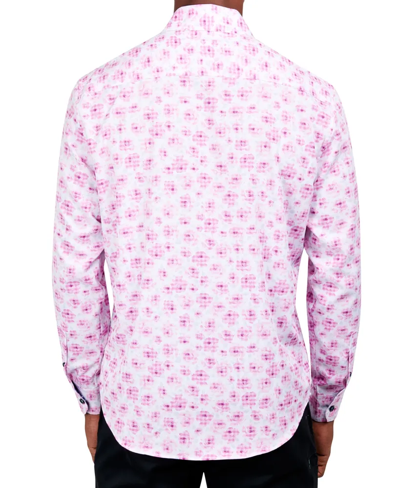 Society of Threads Men's Slim-Fit Performance Stretch Floral Long-Sleeve Button-Down Shirt