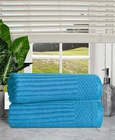 Superior Soho Checkered Border Cotton 2 Piece Bath Sheet Set, 68" x 34"