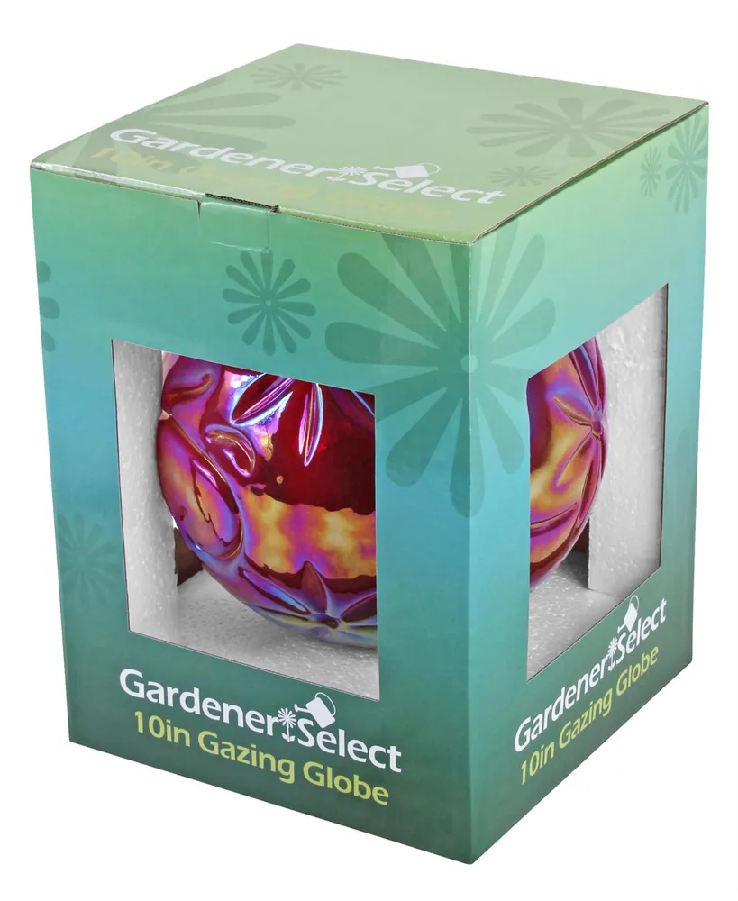 Gardener's Select GSA14BFG04 Red Flower Glass Gazing Globe, 10