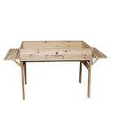 Master Gardner Raised Bed Garden Table, Light Brown Wood, 3 x 4 ft