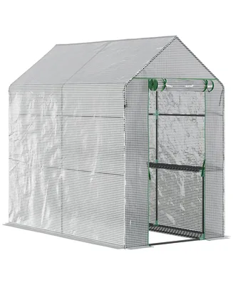 Outsunny 47" x 73"x 75" Walk-in Plant Greenhouse Garden Warm House Door White