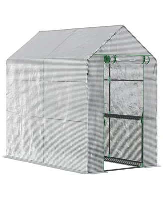 Outsunny 47" x 73" x 75" Walk-In Portable Garden house with Shelves,