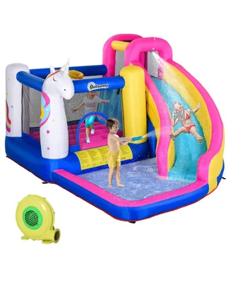 Unicorn 5-in-1 Large Inflatable Bounce House, Inflatable Water Slide