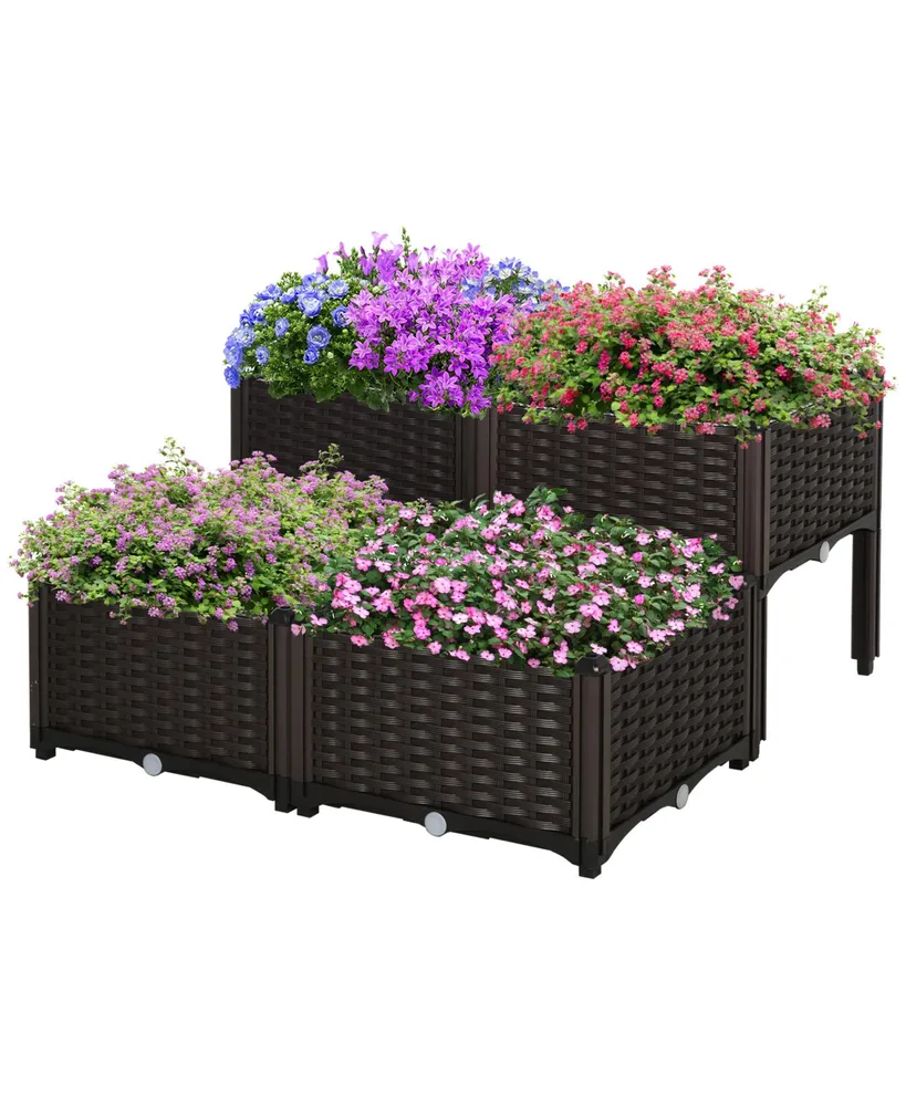Outsunny 4-piece Raised Flower Bed Vegetable Herb Planter Lightweight