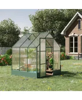 Outsunny 6' x 6' x 7' Walk-in Greenhouse Polycarbonate House with Window/Doors