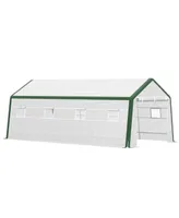 Outsunny Large Growing Greenhouse Nursery w/ Windows Roll Up Door Pe Cover