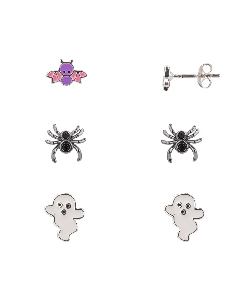 Fao Schwarz Spider, Ghost and Bat Trio Earring Set, 6 Pieces