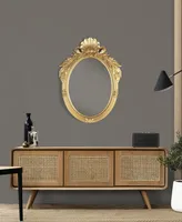 Oval Antique-Like Metal Framed Wall Mirror, 35" x 26"