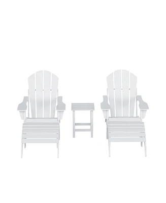 WestinTrends 5 Piece Outdoor Adirondack Folding Chair with Ottoman Side Table Set