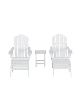 WestinTrends 5 Piece Outdoor Adirondack Folding Chair with Ottoman Side Table Set