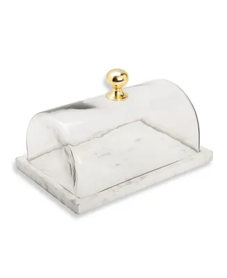 Classic Touch Rectangular Marble Cake Dome with Knob