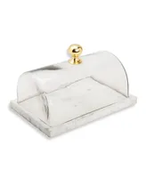 Classic Touch Rectangular Marble Cake Dome with Knob