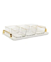 Classic Touch 6-Piece Trimmed Glass Bowl on Serving Dish Tray Set