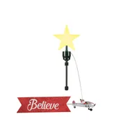 Santa's African American Biplane Animated Tree Topper with Banner Holiday Decor