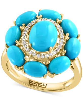 Effy Turquoise & Diamond (1/10 ct. t.w.) Halo Ring in 14k Gold