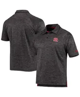 Men's Colosseum Heathered Black Rutgers Scarlet Knights Down Swing Raglan Polo Shirt