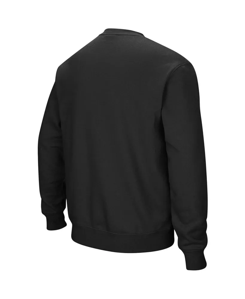 Men's Colosseum Black Utah Utes Arch & Logo Tackle Twill Pullover Sweatshirt