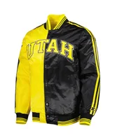 Men's Starter Gold, Black Utah Jazz Fast Break Satin Full-Snap Jacket