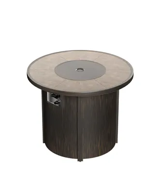 WestinTrends Outdoor Propane Gas Fire Pit Table Round 30,000 Btu