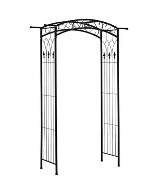 Outsunny 83" Decorative Steel Garden Arch Arbor Trellis w/Wire Lattice