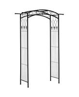 Outsunny 83" Decorative Steel Garden Arch Arbor Trellis w/Wire Lattice