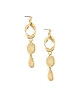 Ettika Crystal Dangle Earrings in Twisted 18K Gold Plating